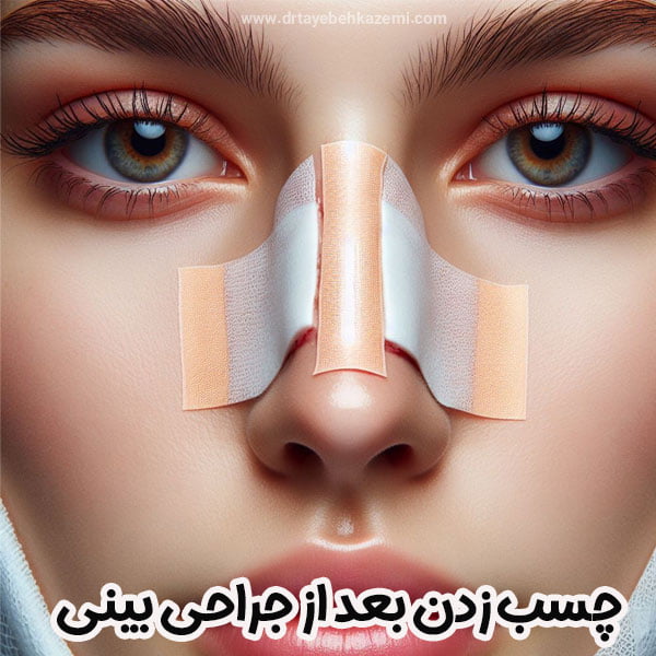 چسب زدن بعد از جراحی بینی - https://drtayebehkazemi.com/